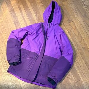 Lands' End Two-Tone Purple Kids Hooded Puffer Jacket
